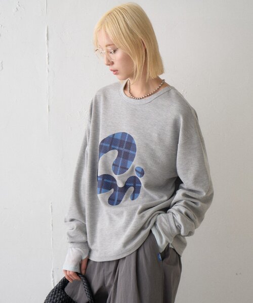 CIAOPANIC TYPY(チャオパニックティピー)の「【UNISEX】ニュアンス柄プリント2WAYワッフルロンTEE(Tシャツ/カットソー・レディース・ブラック/グレー/ボルドー/アイボリー・MEDIUM/LARGE)」の11枚目の写真