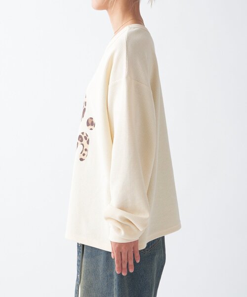 CIAOPANIC TYPY（チャオパニックティピー）の「【UNISEX】ニュアンス柄プリント2WAYワッフルロンTEE（Tシャツ/カットソー・レディース・ブラック/グレー/ボルドー/アイボリー・MEDIUM/LARGE）」の18枚目の写真