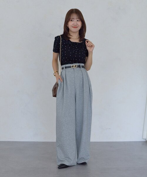 Thevon(ゼボン)の「【Yuna企画】ハイウエスト2タックスウェットパンツ(スウェットパンツ・レディース・ライトグレー・S/X-SMALL/M)」の13枚目の写真