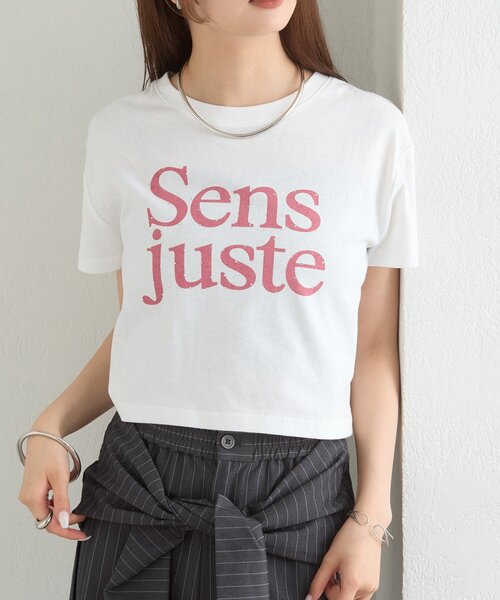 mystic(ミスティック)の「ラインストーンロゴチビT(Tシャツ/カットソー・レディース・オフホワイト/チャコールグレー・FREE)」の2枚目の写真