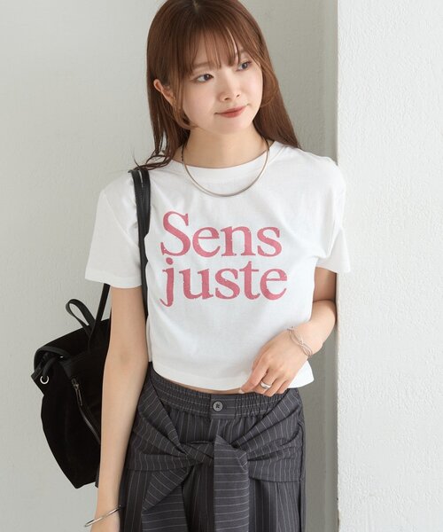 mystic(ミスティック)の「ラインストーンロゴチビT(Tシャツ/カットソー・レディース・オフホワイト/チャコールグレー・FREE)」の11枚目の写真