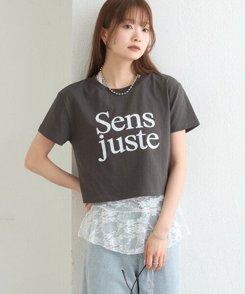 mystic(ミスティック)の「ラインストーンロゴチビT(Tシャツ/カットソー・レディース・オフホワイト/チャコールグレー・FREE)」の15枚目の写真