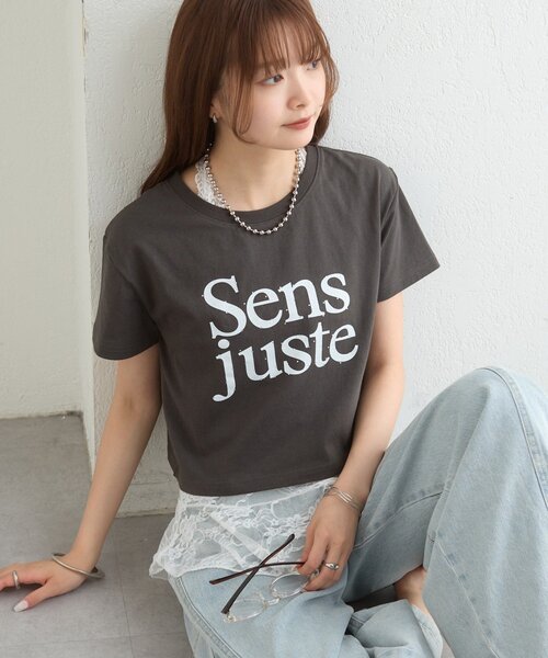 mystic(ミスティック)の「ラインストーンロゴチビT(Tシャツ/カットソー・レディース・オフホワイト/チャコールグレー・FREE)」の16枚目の写真