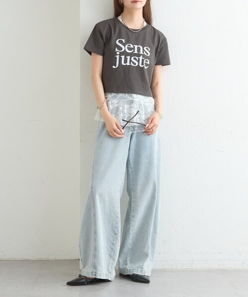 mystic(ミスティック)の「ラインストーンロゴチビT(Tシャツ/カットソー・レディース・オフホワイト/チャコールグレー・FREE)」の18枚目の写真