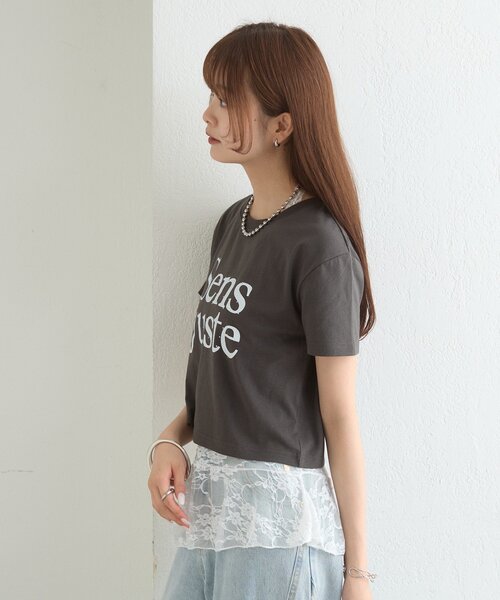 mystic(ミスティック)の「ラインストーンロゴチビT(Tシャツ/カットソー・レディース・オフホワイト/チャコールグレー・FREE)」の21枚目の写真