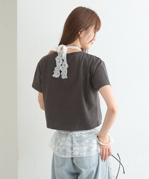 mystic(ミスティック)の「ラインストーンロゴチビT(Tシャツ/カットソー・レディース・オフホワイト/チャコールグレー・FREE)」の22枚目の写真