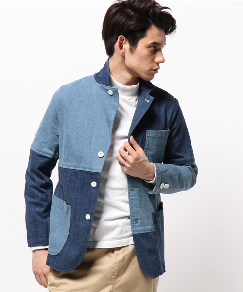 SUPERTHANKS（スーパーサンクス）の「SUPER THANKS　スーパーサンクス　切り替えジャケット（テーラードジャケット・メンズ・インディゴブルー・SMALL/LARGE/MEDIUM）」の4枚目の写真