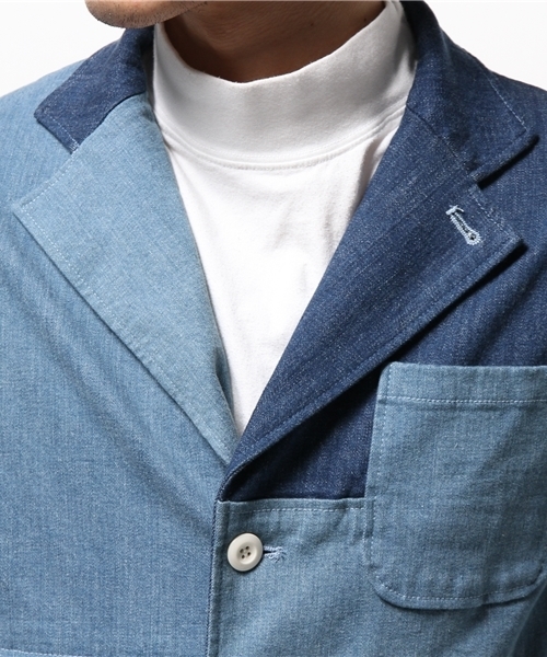 SUPERTHANKS（スーパーサンクス）の「SUPER THANKS　スーパーサンクス　切り替えジャケット（テーラードジャケット・メンズ・インディゴブルー・SMALL/LARGE/MEDIUM）」の5枚目の写真