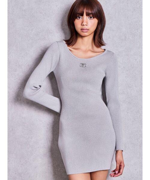 GYDA(ジェイダ)の「SymmetryGYDA プレートlong sleeveニットワンピース(ワンピース・レディース・シルバー/その他1/ブラック・FREE)」の2枚目の写真
