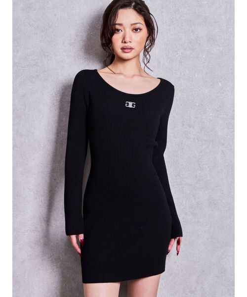 GYDA(ジェイダ)の「SymmetryGYDA プレートlong sleeveニットワンピース(ワンピース・レディース・シルバー/その他1/ブラック・FREE)」の1枚目の写真