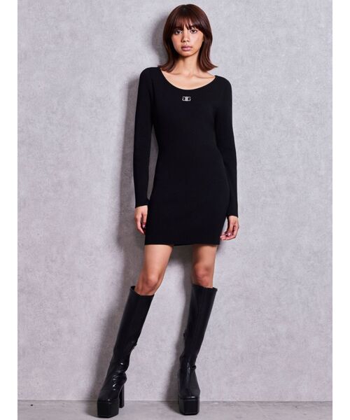GYDA(ジェイダ)の「SymmetryGYDA プレートlong sleeveニットワンピース(ワンピース・レディース・シルバー/その他1/ブラック・FREE)」の8枚目の写真