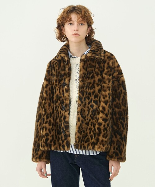 MACPHEE(マカフィー)の「レオパードエコファー ショートコート(その他アウター・レディース・ブラウン系その他・36)」の4枚目の写真