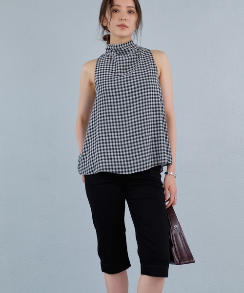 murea(ミュレア)の「ギンガムチェックシアーボウタイノースリーブブラウス(シャツ/ブラウス・レディース・ブラウン/ブラック・FREE)」の16枚目の写真