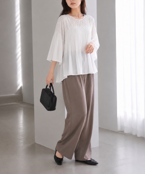 Muffiny(マフィニー)の「ボリュームスリーブブラウス【Indian Cotton】(シャツ/ブラウス・レディース・ブラック/オフホワイト/サーモンピンク/ライトブルー・MEDIUM)」の5枚目の写真