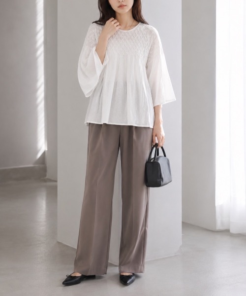 Muffiny(マフィニー)の「ボリュームスリーブブラウス【Indian Cotton】(シャツ/ブラウス・レディース・ブラック/オフホワイト/サーモンピンク/ライトブルー・MEDIUM)」の8枚目の写真