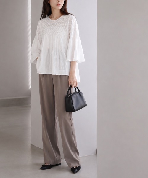 Muffiny(マフィニー)の「ボリュームスリーブブラウス【Indian Cotton】(シャツ/ブラウス・レディース・ブラック/オフホワイト/サーモンピンク/ライトブルー・MEDIUM)」の9枚目の写真