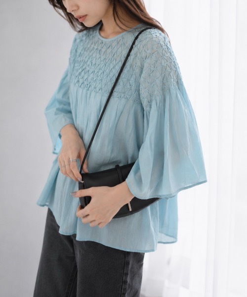 Muffiny(マフィニー)の「ボリュームスリーブブラウス【Indian Cotton】(シャツ/ブラウス・レディース・ブラック/オフホワイト/サーモンピンク/ライトブルー・MEDIUM)」の22枚目の写真