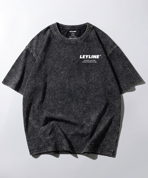 Leyline(レイライン)の「【Leyline】Stone wash kids tee / 親子リンク 親子お揃い ヴィンテージライク ウォッシュ加工 オーバーサイズ ワンポイントロゴTシャツ(Tシャツ/カットソー・キッズ・ブラック・110/130/150)」の1枚目の写真