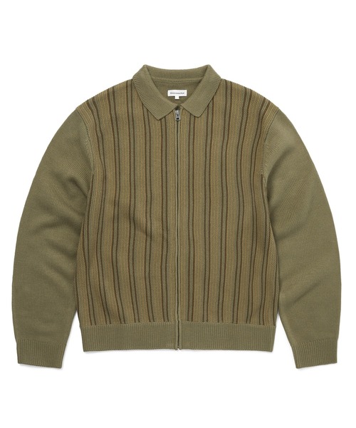 thisisneverthat(ディスイズネバーザット)の「Striped Knit Zip Cardigan(カーディガン/ボレロ・メンズ・オリーブ/ブラウン/ネイビー・S/XL/L/M)」の2枚目の写真