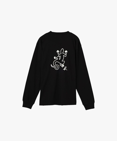 agnes b.(アニエスベー)の「メンズ アイコニック プリント コットン 長袖 Tシャツ "Lezard"(Tシャツ/カットソー・メンズ・ブラック・1/2/3)」の2枚目の写真