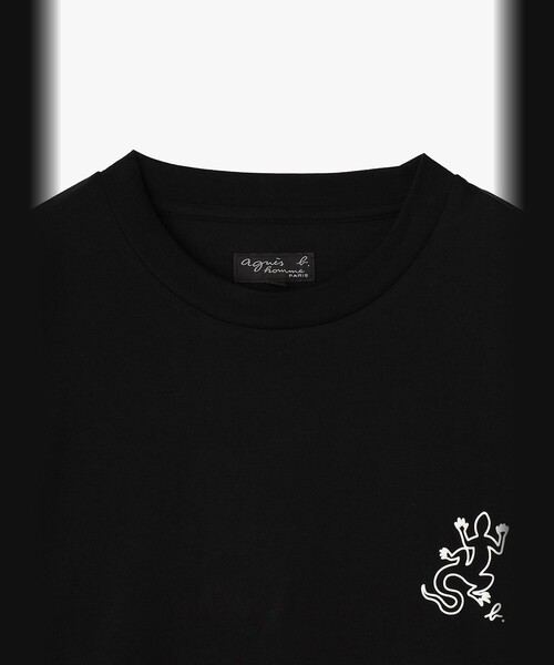 agnes b.(アニエスベー)の「メンズ アイコニック プリント コットン 長袖 Tシャツ "Lezard"(Tシャツ/カットソー・メンズ・ブラック・1/2/3)」の3枚目の写真