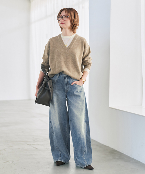 Spick & Span(スピックアンドスパン)の「レイヤード風Vネックプルオーバー(ニット/セーター・レディース・グレー/ベージュ系その他・FREE)」の4枚目の写真