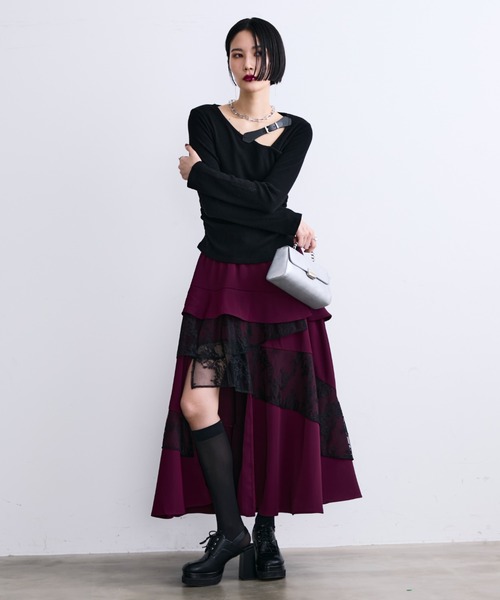 MONOe(モノエ)の「ベルト付きアシメリブトップス(Tシャツ/カットソー・レディース・ホワイト・FREE)」の11枚目の写真