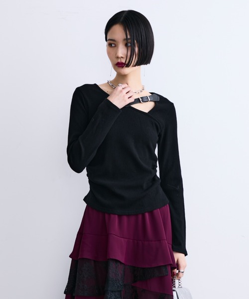 MONOe(モノエ)の「ベルト付きアシメリブトップス(Tシャツ/カットソー・レディース・ホワイト・FREE)」の8枚目の写真