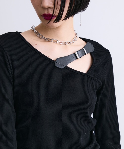 MONOe(モノエ)の「ベルト付きアシメリブトップス(Tシャツ/カットソー・レディース・ホワイト・FREE)」の16枚目の写真