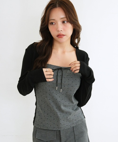 3.3 Field Trip (3.3フィールドトリップ)の「3.3 Field Trip/ボレロデザインアソートトップス(ドット・ボーダー)(Tシャツ/カットソー・レディース・ブラック/ネイビー/ブラウン・FREE)」の18枚目の写真