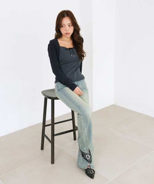 3.3 Field Trip (3.3フィールドトリップ)の「3.3 Field Trip/ボレロデザインアソートトップス(ドット・ボーダー)(Tシャツ/カットソー・レディース・ブラック/ネイビー/ブラウン・FREE)」の21枚目の写真