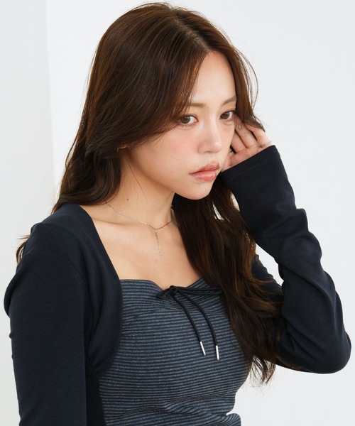 3.3 Field Trip (3.3フィールドトリップ)の「3.3 Field Trip/ボレロデザインアソートトップス(ドット・ボーダー)(Tシャツ/カットソー・レディース・ブラック/ネイビー/ブラウン・FREE)」の22枚目の写真