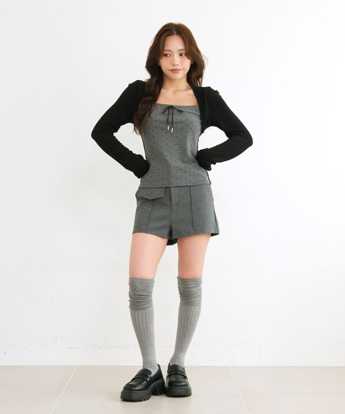 3.3 Field Trip (3.3フィールドトリップ)の「3.3 Field Trip/ボレロデザインアソートトップス(ドット・ボーダー)(Tシャツ/カットソー・レディース・ブラック/ネイビー/ブラウン・FREE)」の11枚目の写真