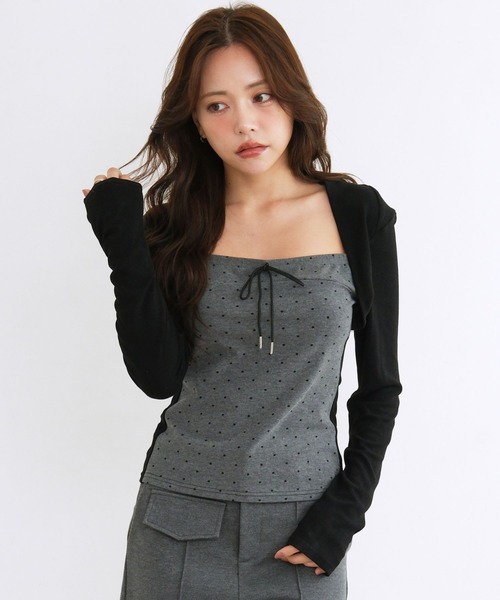 3.3 Field Trip (3.3フィールドトリップ)の「3.3 Field Trip/ボレロデザインアソートトップス(ドット・ボーダー)(Tシャツ/カットソー・レディース・ブラック/ネイビー/ブラウン・FREE)」の16枚目の写真