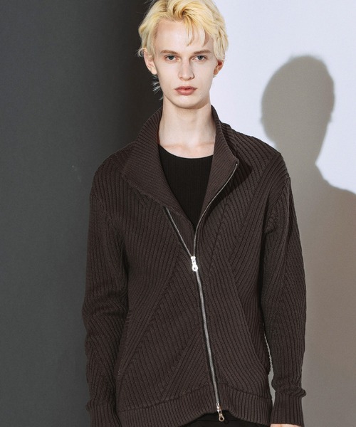 NO ID.(ノーアイディ)の「【NO ID.】High Neck Riders Knit Zip Cardigan / ハイネック ライダース ニット ジップ カーディガン(カーディガン/ボレロ・メンズ・その他23/グレー/ブラック・ONE)」の1枚目の写真