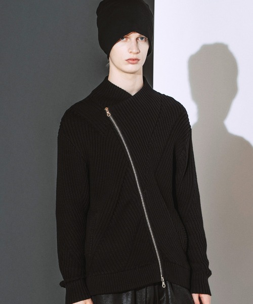 NO ID.(ノーアイディ)の「【NO ID.】High Neck Riders Knit Zip Cardigan / ハイネック ライダース ニット ジップ カーディガン(カーディガン/ボレロ・メンズ・その他23/グレー/ブラック・ONE)」の2枚目の写真