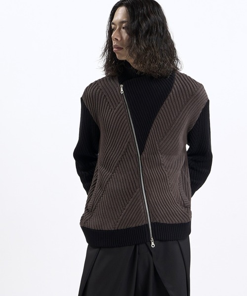 NO ID.(ノーアイディ)の「【NO ID.】High Neck Riders Knit Zip Cardigan / ハイネック ライダース ニット ジップ カーディガン(カーディガン/ボレロ・メンズ・その他23/グレー/ブラック・ONE)」の8枚目の写真