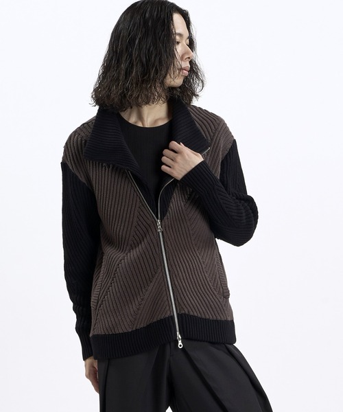 NO ID.(ノーアイディ)の「【NO ID.】High Neck Riders Knit Zip Cardigan / ハイネック ライダース ニット ジップ カーディガン(カーディガン/ボレロ・メンズ・その他23/グレー/ブラック・ONE)」の9枚目の写真