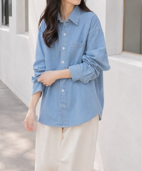 Mku Ekta(ムクエクタ)の「デニムシャツ(シャツ/ブラウス・レディース・ダークブルー/ブルー・L/M)」の8枚目の写真