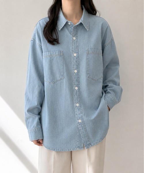 Mku Ekta(ムクエクタ)の「デニムシャツ(シャツ/ブラウス・レディース・ダークブルー/ブルー・L/M)」の6枚目の写真