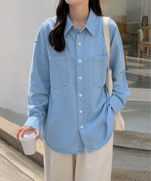 Mku Ekta(ムクエクタ)の「デニムシャツ(シャツ/ブラウス・レディース・ダークブルー/ブルー・L/M)」の5枚目の写真