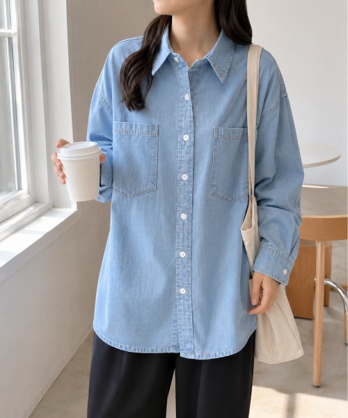 Mku Ekta(ムクエクタ)の「デニムシャツ(シャツ/ブラウス・レディース・ダークブルー/ブルー・L/M)」の12枚目の写真