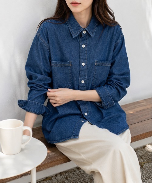 Mku Ekta(ムクエクタ)の「デニムシャツ(シャツ/ブラウス・レディース・ダークブルー/ブルー・L/M)」の20枚目の写真