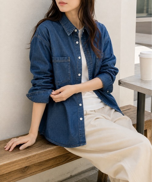 Mku Ekta(ムクエクタ)の「デニムシャツ(シャツ/ブラウス・レディース・ダークブルー/ブルー・L/M)」の21枚目の写真