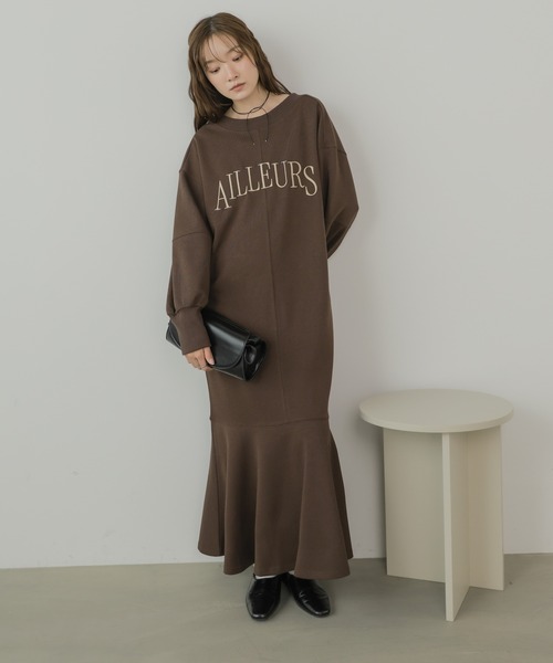 Bab(バブ)の「上品見え美シルエットマーメイドカットワンピース(ワンピース・レディース・ブラウン/ブラック/杢グレー・M)」の3枚目の写真