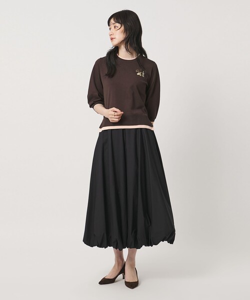UNITED ARROWS（ユナイテッドアローズ）の「ブローチ ハーフスリーブ ニット（ニット/セーター・レディース・ブラック/ダークブラウン・FREE）」の5枚目の写真
