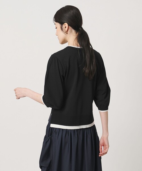 UNITED ARROWS（ユナイテッドアローズ）の「ブローチ ハーフスリーブ ニット（ニット/セーター・レディース・ブラック/ダークブラウン・FREE）」の8枚目の写真