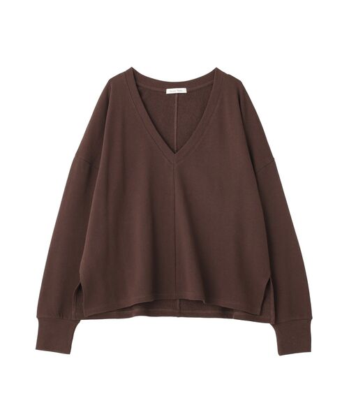 Green　Parks（グリーンパークス）の「深Vネック裏毛プルオーバー（Tシャツ/カットソー・レディース・オレンジ/アイボリー/ブラウン/杢グレー・FREE）」の4枚目の写真