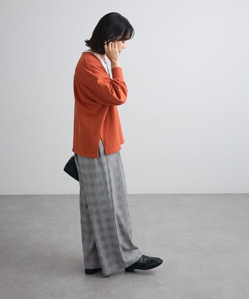 Green　Parks（グリーンパークス）の「深Vネック裏毛プルオーバー（Tシャツ/カットソー・レディース・オレンジ/アイボリー/ブラウン/杢グレー・FREE）」の19枚目の写真