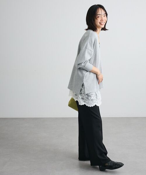 Green　Parks（グリーンパークス）の「深Vネック裏毛プルオーバー（Tシャツ/カットソー・レディース・オレンジ/アイボリー/ブラウン/杢グレー・FREE）」の8枚目の写真